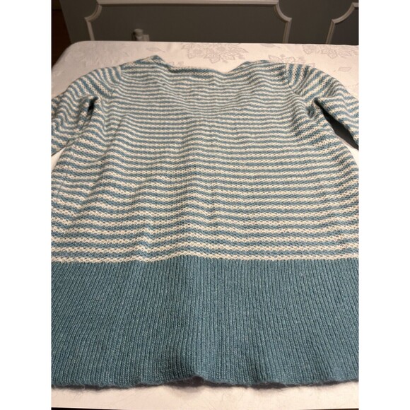 Lambswool Mohair V-neck Striped Button Up Sweater Sz PM - Picture 8 of 9